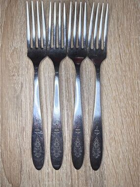 Oneida Community Bird of Paradise set 4 dinner forks silverplate flatware 7 5/8